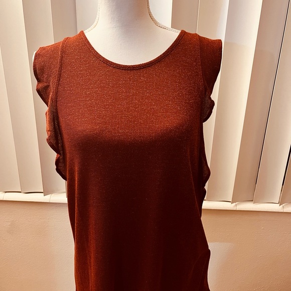 Madewell Metallic Rust Ruffle Tank Top - Picture 5 of 8